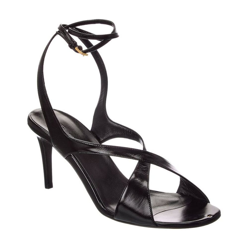 Khaite Liria Leather Sandal, Black